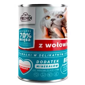 FRENDI su jautienos gabalėliais švelniame padaže - šlapias kačių maistas - 400g