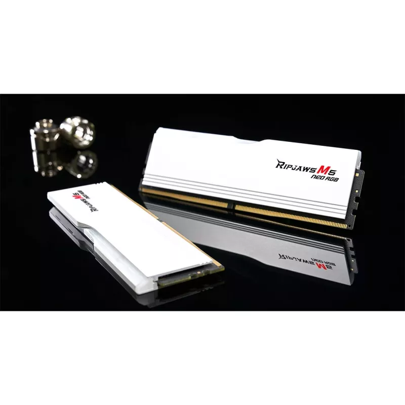DIMM 64 GB DDR5-6000 (2x 32 GB) Dual-Kit, Memory White, F5-6000J2836G32GX2-RM5NRW, Ripjaws M5 Neo RGB, AMD EXPO