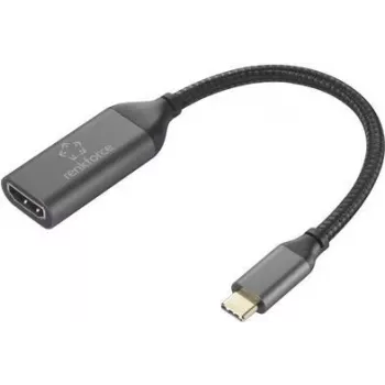 HDMI adapterio laidas USB-C kištukas 15 cm juodas RF-5234038 pintas ekranuotas (RF-5234038)