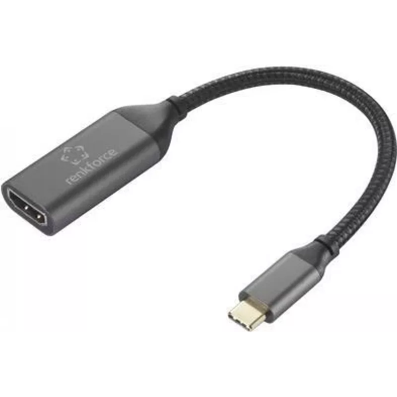 HDMI adapterio laidas USB-C kištukas 15 cm juodas RF-5234038 pintas ekranuotas (RF-5234038)