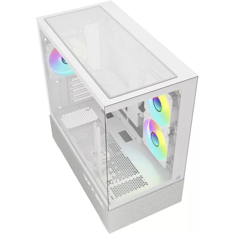 Sharkoon MK7 ARGB mATX korpusas 2x stiklas, baltas