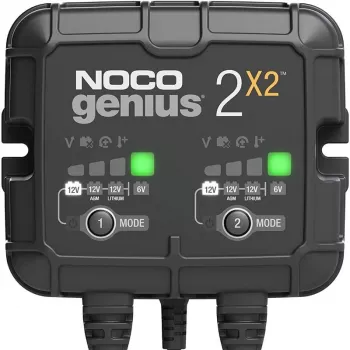 Baterijos įkroviklis NOCO GENIUS2X2 4A 2-bank, 4A bendra, du nepriklausomi išėjimai
