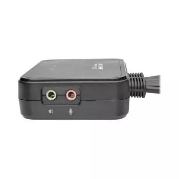 Eaton Tripp Lite serijos 2 prievadų USB/HD kabelių KVM jungiklis su garsu/vaizdu, kabeliais ir USB periferinių įrenginių bendrinimu - KVM-/garso-/USB jungiklis - 2 x KVM/garso/USB - 1 vietinis vartotojas - darbalaukis