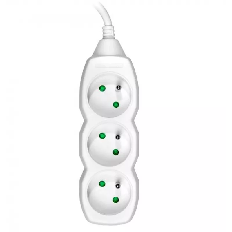 TRACER PowerCord ilginimo laidas 1,5 m, 3 kištukiniai lizdai, baltas