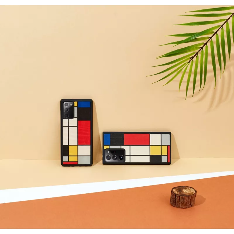 Apsauginis medinis telefono dėklas Man and Wood Galaxy Note 20 Mondrian Wood Juoda