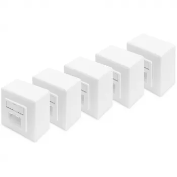 CAT.6A Datenanschlussdose, Aufputz, geschirmt, 2x RJ-45 LSA (weiß, 5 Stück, Klasse E)