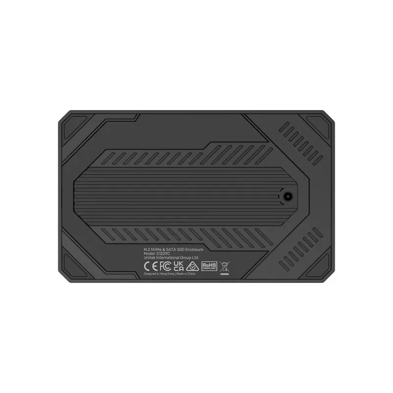 Išorinis saugojimo diskų korpusas Unitek S1229CBK01, skirtas M.2 NVMe ir SATA SSD, juodas