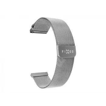 FIXED FIXMEST-20MM-SL laikrodžio tinklinis dirželis — 20 mm sidabrinis metalinis dirželis su greito atsegimo mechanizmu