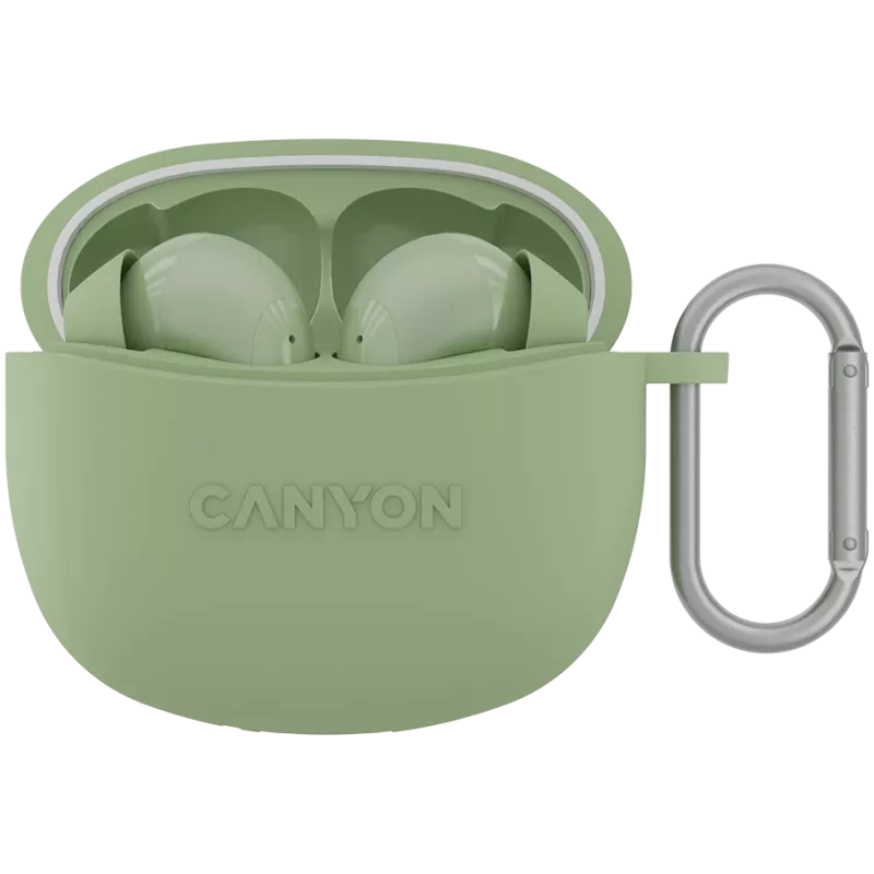 CANYON Ausinės Į ausis TWS-5, Žalia Bluetooth 5.3, liečiamasis valdymas, įkrovimo įvestis: USB-C