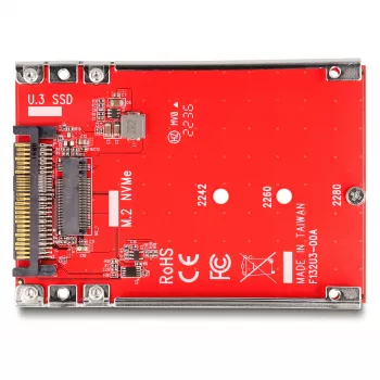 DeLOCK 2,5 colio keitiklis U.3 SFF-8639 į M.2 NVMe Key M 7 mm raudonas