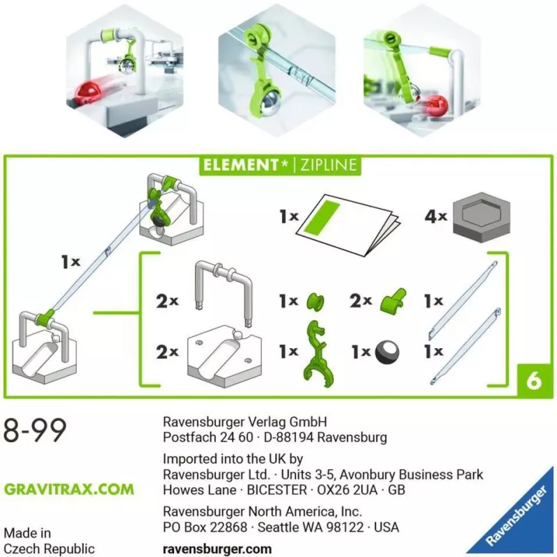 Ravensburger GraviTrax elementas Zipline priedas veiklos įgūdžių žaislams (27472)