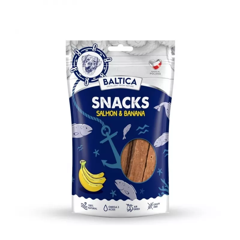 BALTICA Snacks Lašiša su bananais - skanėstas šuniui - 80g