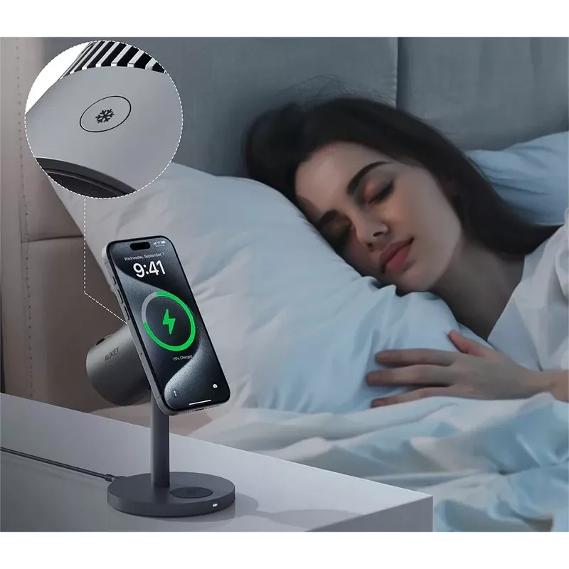 Belaidis 3in1 įkroviklis su aušinimu LC-MC311A 15W Qi2 MagSafe + 30W PD maitinimo adapteris