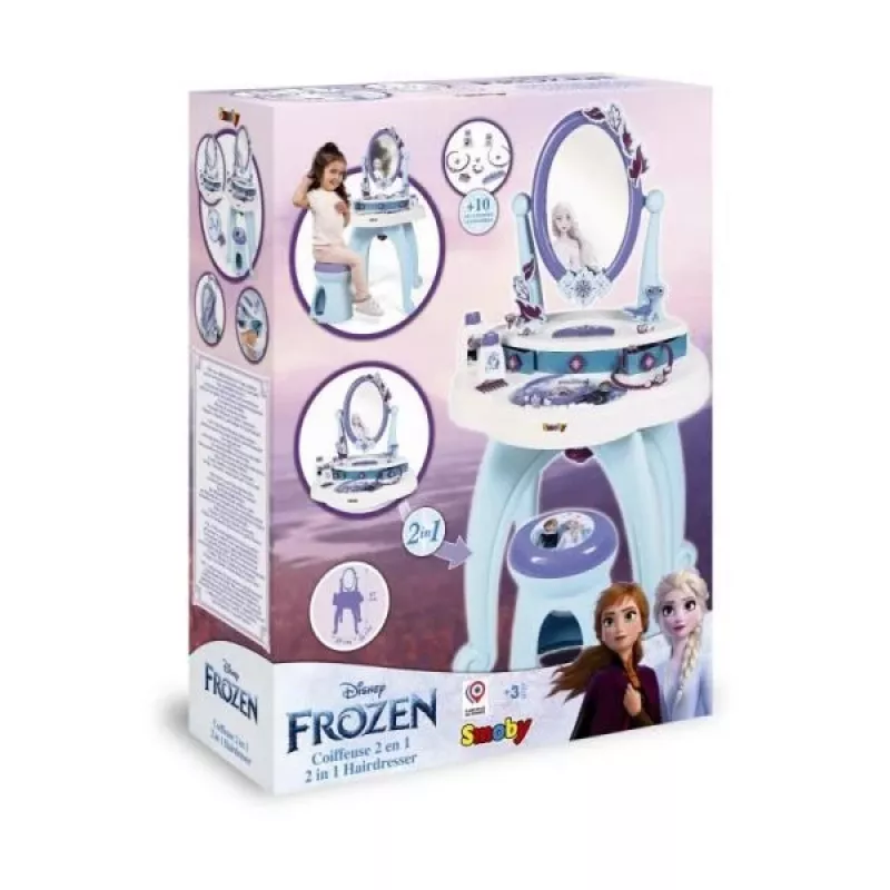 Smoby Frozen 2-in-1 kirpėjos stalas mėlynas violetinis 3–6 metų