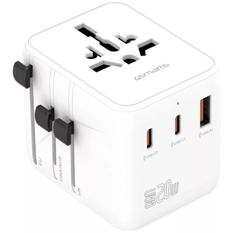 Kelioninis adapteris 20W GaN Nomad 2xUSB-C + 1xA