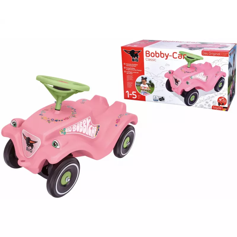 Bobby-Car-Classic Flower, rutscher rožinė/šviesiai žalia