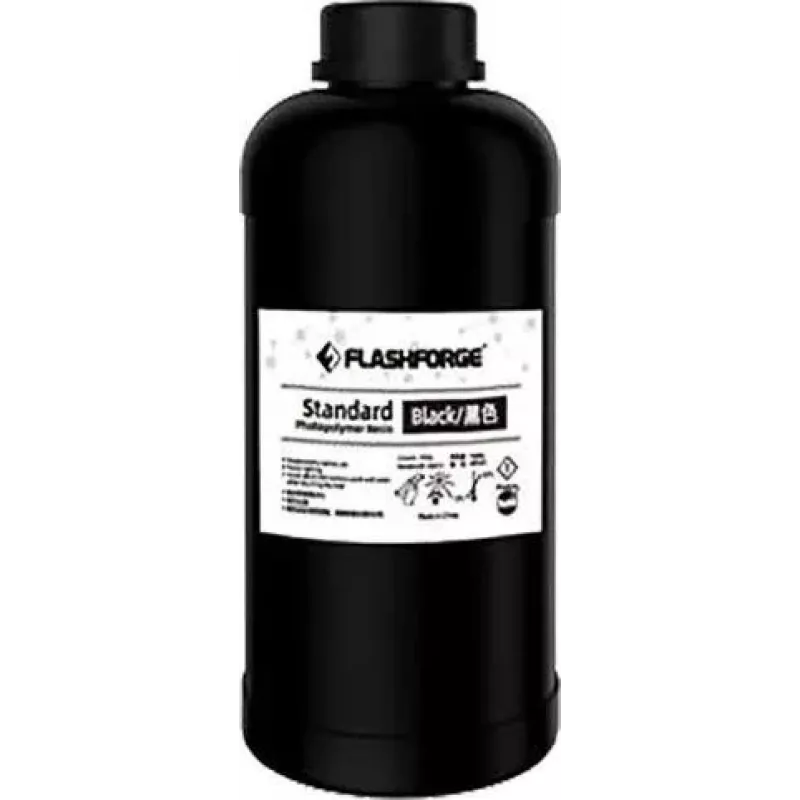 3D spausdinimo derva Flashforge UV/LCD Standard Juoda 1 L, 405 nm kietėjimo bangos ilgis