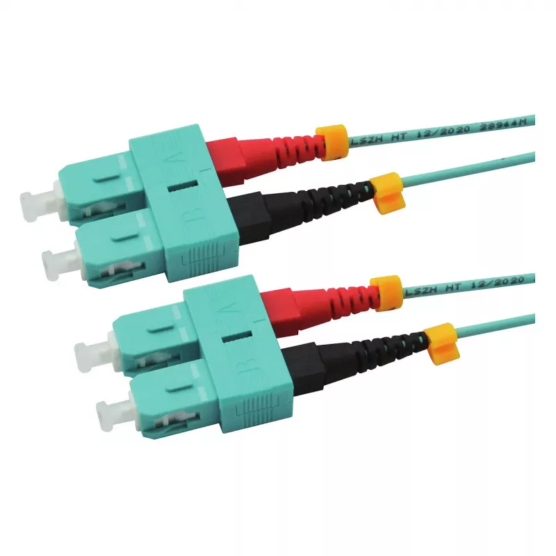 Raudona 2716-10-0003 LWL-Duplex komutacinis kabelis SC/SC 3,0m OM3 Aqua