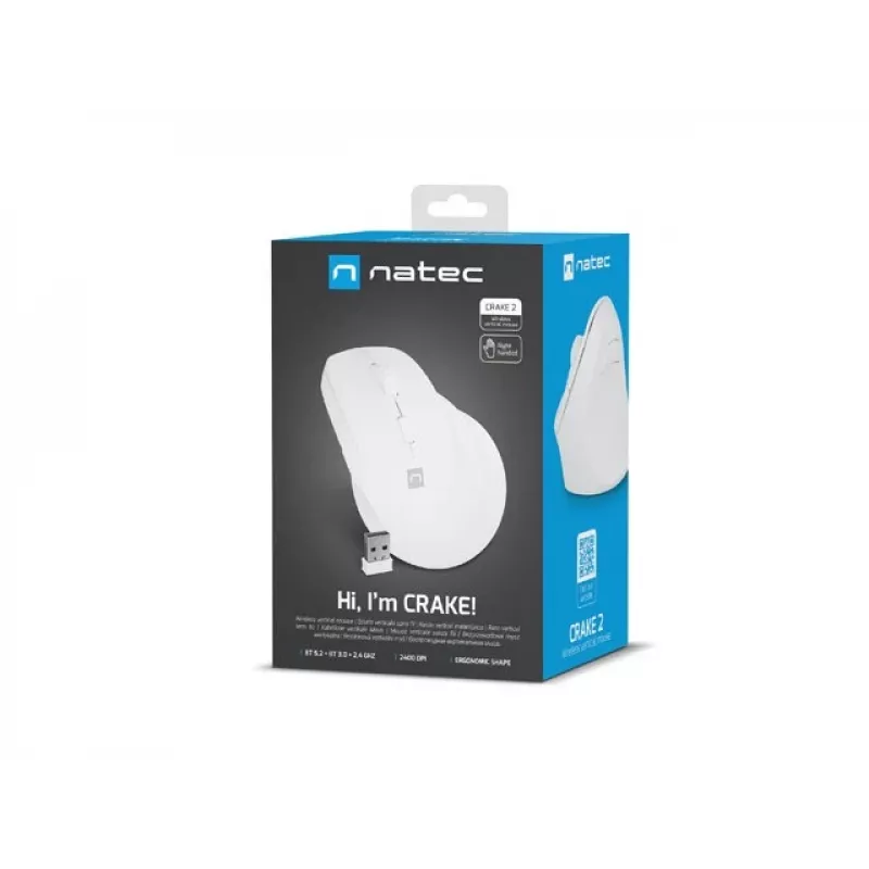 NATEC Crake 2 pelė, universali, dešiniarankiams, RF belaidė + Bluetooth optinė 2400 DPI