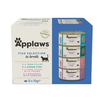 APPLAWS žuvies asorti rinkinys sultinyje – šlapias kačių maistas – 12x70g