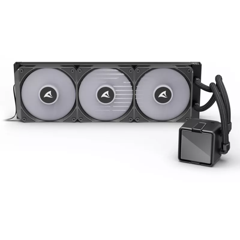 „All-in-One“ skysčio CPU aušintuvas Sharkoon S100 ARGB – 360 mm radiatorius, juodas