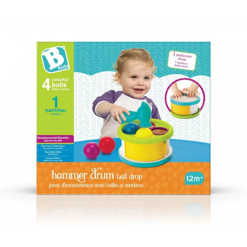 Kamuoliukų numetimo plaktuko žaislas B-kids 1164883N su spalvingais kamuoliukais ir muzikiniais garsais
