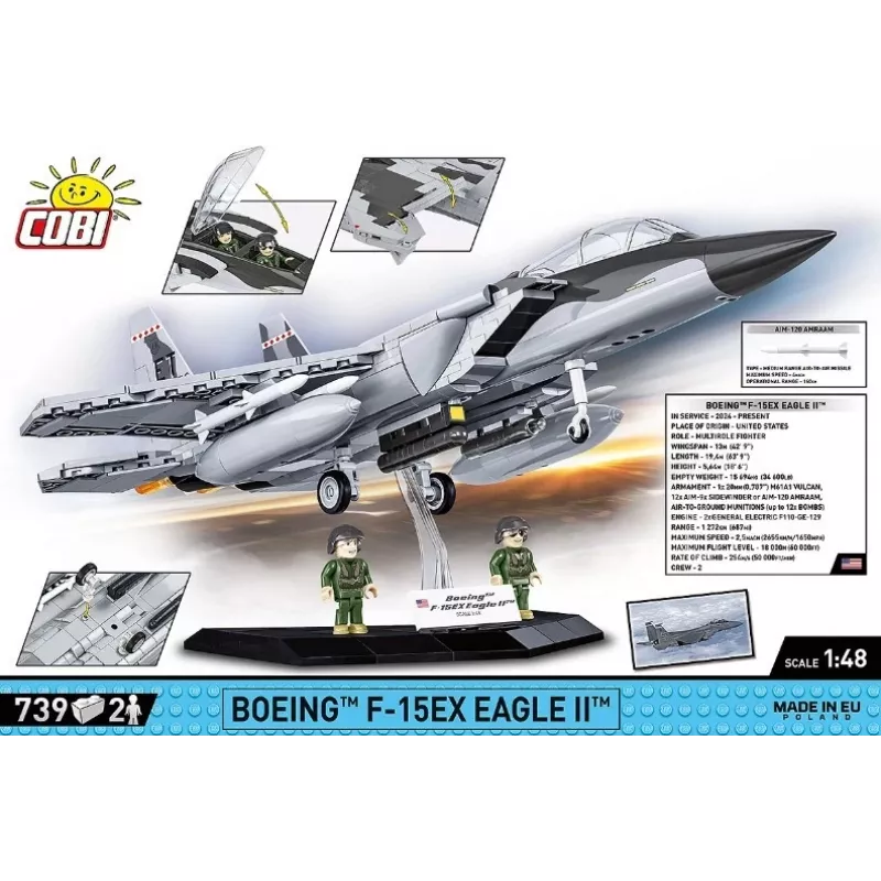 Cobi Building Blocks Boeing F-15EX Eagle II modelio rinkinys COIB-5900, kolekcinis mastelio konstrukcinis rinkinys
