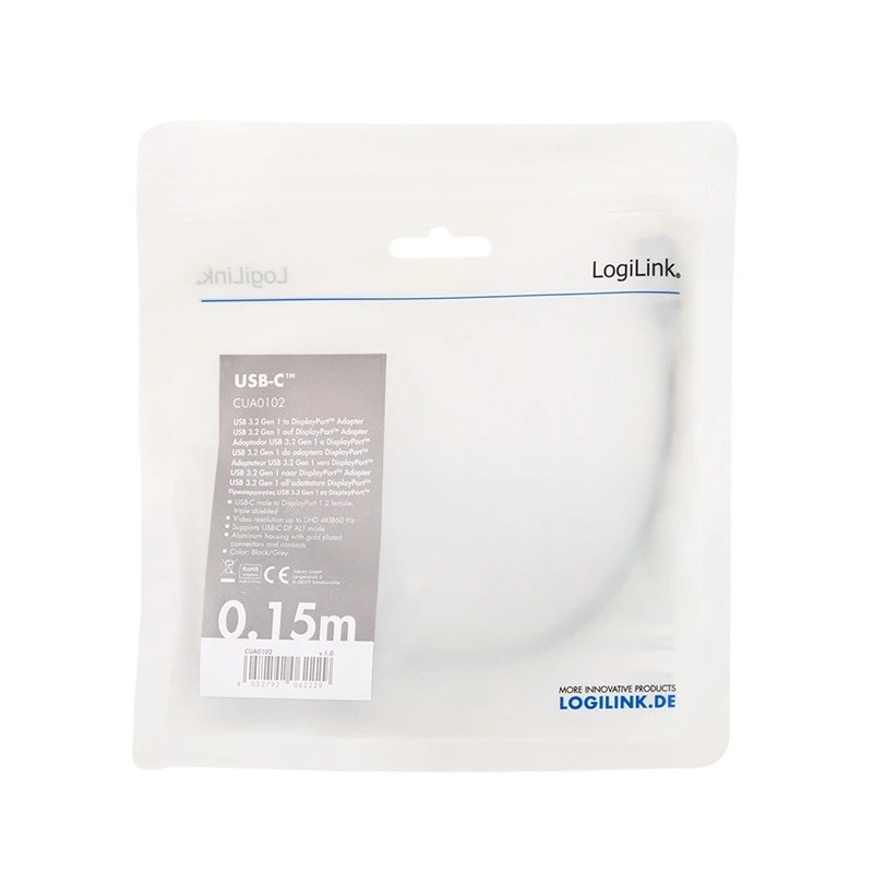 LogiLink CUA0102 USB 3.2 Gen1 Type-C į DisplayPort laidas 0,15 m juodas