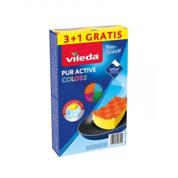 Vileda Pur Active Colors kempinė 4 vnt.