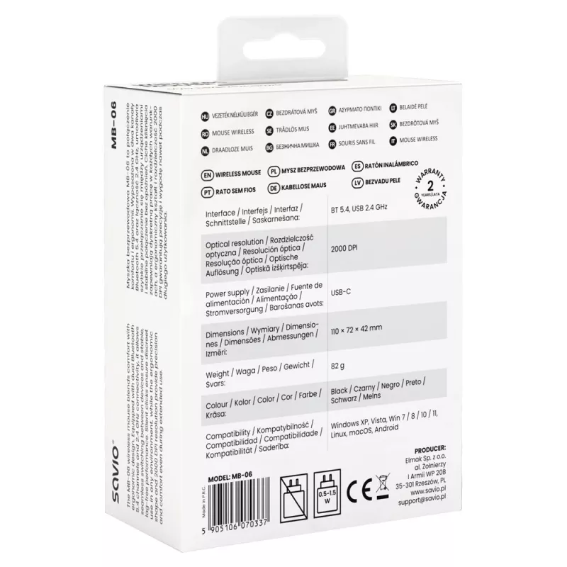 Savio MB-06 pelė universali abiem rankoms tinkama Bluetooth 3800 DPI