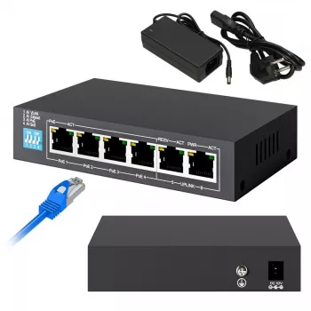 Nevaldomas komutatorius Extralink EUROS V2 4x 100Mb/s PoE/PoE+