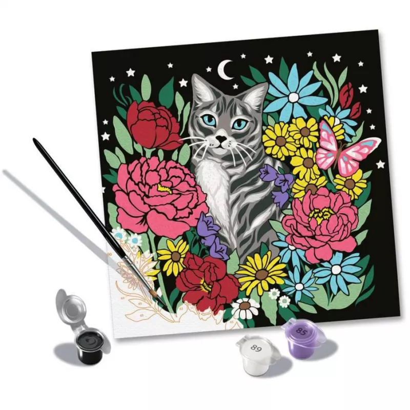 Dažymo pagal skaičius rinkinys Ravensburger CreArt Pixie Cold Cat (modelis 25855) – drobės tapybos rinkinys