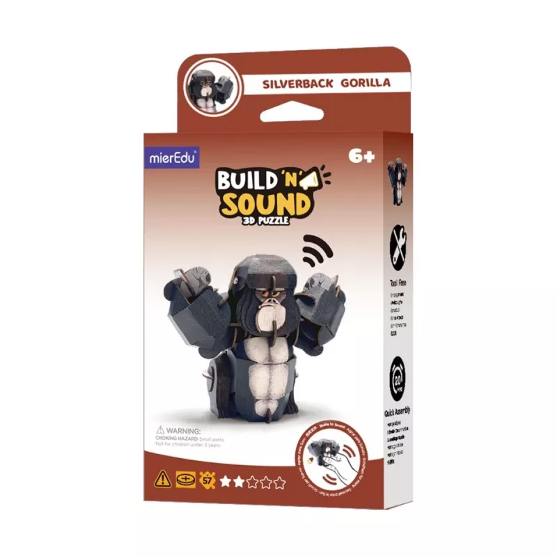 MierEdu Build and Listen 3D dėlionė – Sidabrinės nugaros gorila