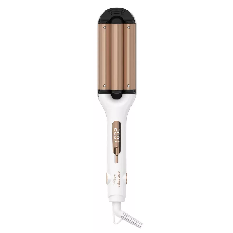 Plaukų gofruotojas Concept GLAM Style KT2140 — 100 W, 120–200°C, 9 šilumos lygių, 1,8 m sukiojamas laidas, auksinis