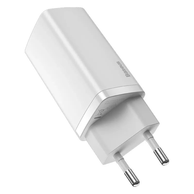 Įkroviklis Baseus CCGAN2L-B02 Vidaus kintamosios srovės greitasis įkrovimas 20V 1xUSB 1xType-C Baltas