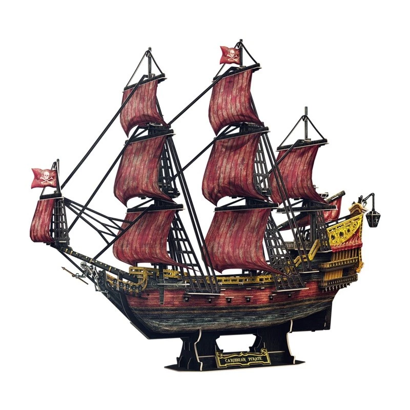 3D dėlionė cubicfun Queen Anne's Revenge Anniversary Version – modelis 306-T4040H, kolekcinis laivo surinkimas