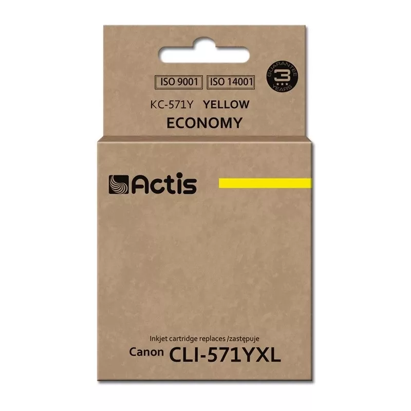 Actis KC-571Y rašalas (pakeičia Canon CLI-571Y; Standartinis; 12 ml; geltonas)