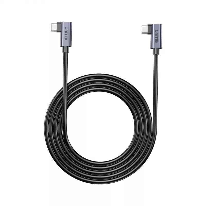 USB-C laidas Unitek C14147ABK01 90°–90° PD 100W 0,5 m, kampuotas į kampuotą, juodas