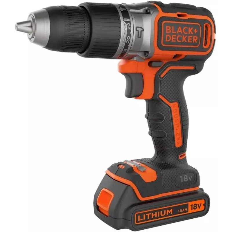 Pistol grip drill Juoda & Decker BCD383D2XK-QW 18 V, 2 Ah x2, 13 mm chuck, Oranžinė