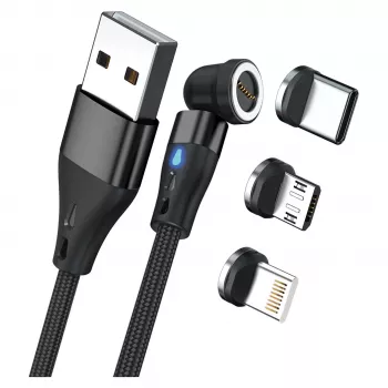USB laidas RealPower MagneticCharge3 1m USB A Juodas