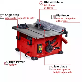 Stalinis pjūklas EINHELL TC-TS 8 su 210 mm disku, 230 V