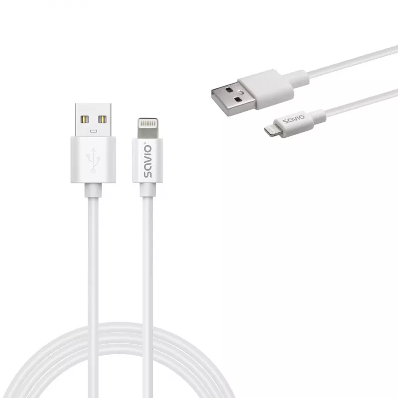 Savio Cl-193 USB laidas USB 2.0 2 m USB A USB C/Lightning Baltas