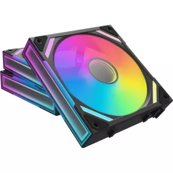 ALPENFÖHN Wing Boost 4 120mm ARGB PWM Korpuso ventiliatoriai - 3 vnt. juodi