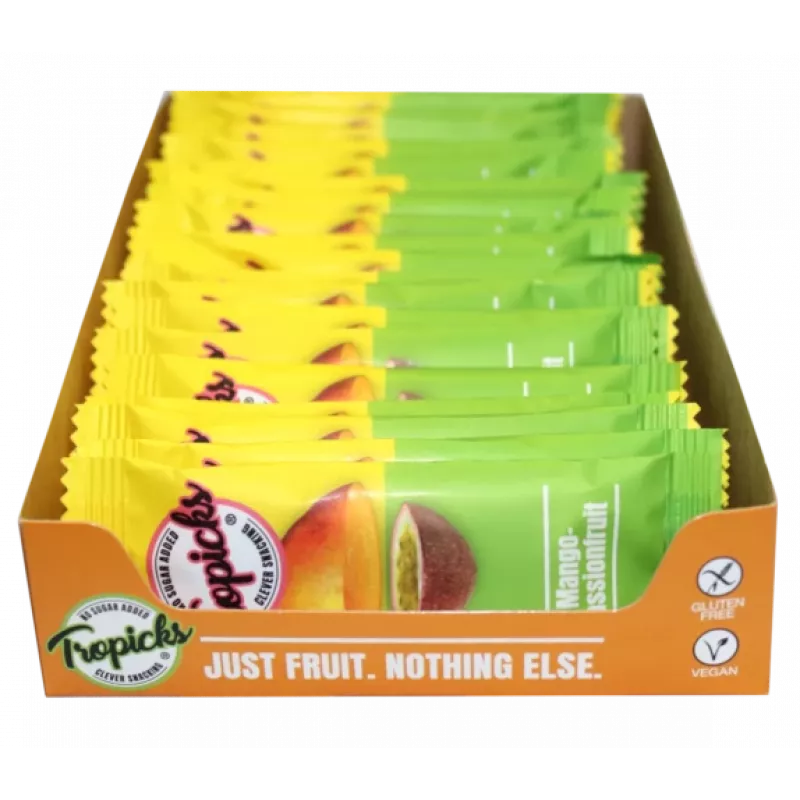 Tropicks Džiovintas mangas, pasifloros batonėlis, 20 g