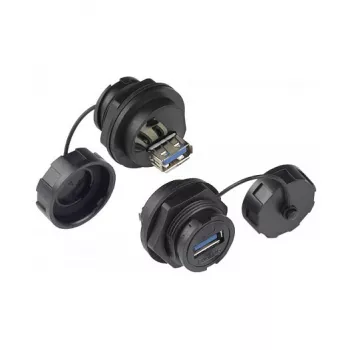 Alcasa IC04-U304 - USB A - juoda - moteriška - tiesi - polibutileno tereftalatas (PBT) - polivinilchloridas (PVC) - IP65 - IP67 (IC04-U304)