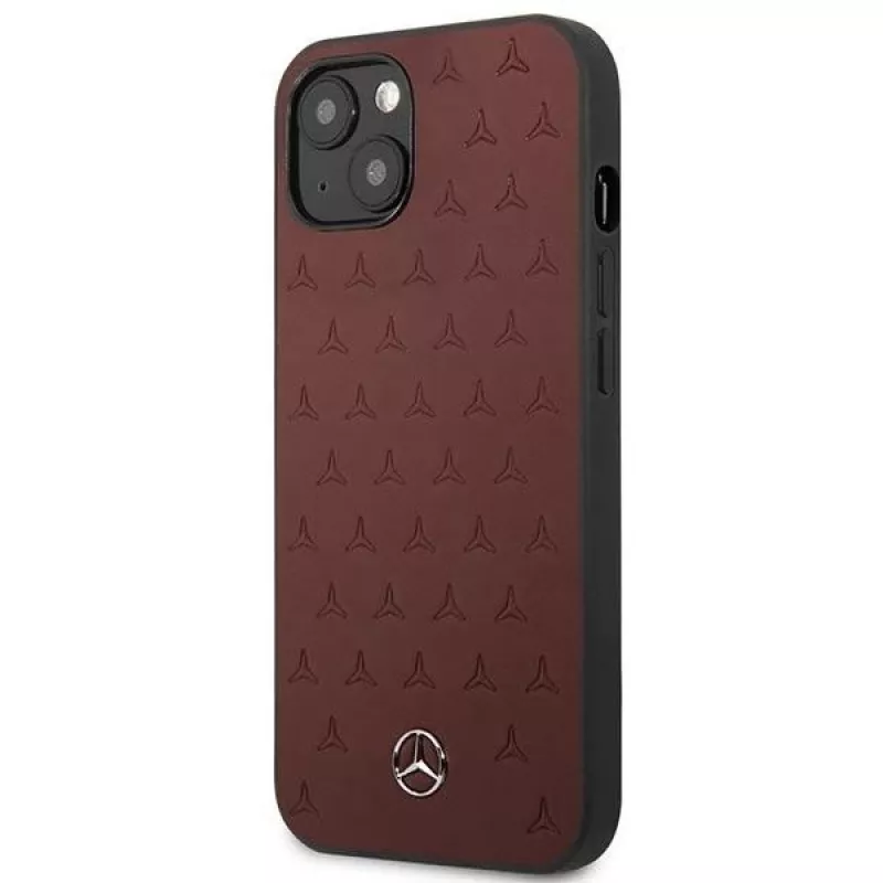 Mercedes MEHCP13SPSQRE iPhone 13 mini 5,4 Raudonas/raudonas kietas dėklas Oda Žvaigždžių raštas