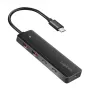 Hub USB-C, 4-porty 2x USB-A,2xUSB-C, Juoda