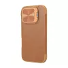Apsauginis aplanko tipo dėklas Nillkin Qin Prop Leather, skirtas iPhone 16, rudas, su integruotu stovu