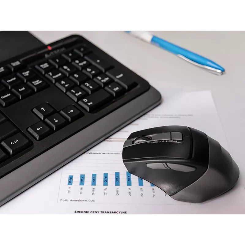 Belaidė pelė A4Tech FStyler 47478 2.4G Nano Pilka ergonomiško dizaino