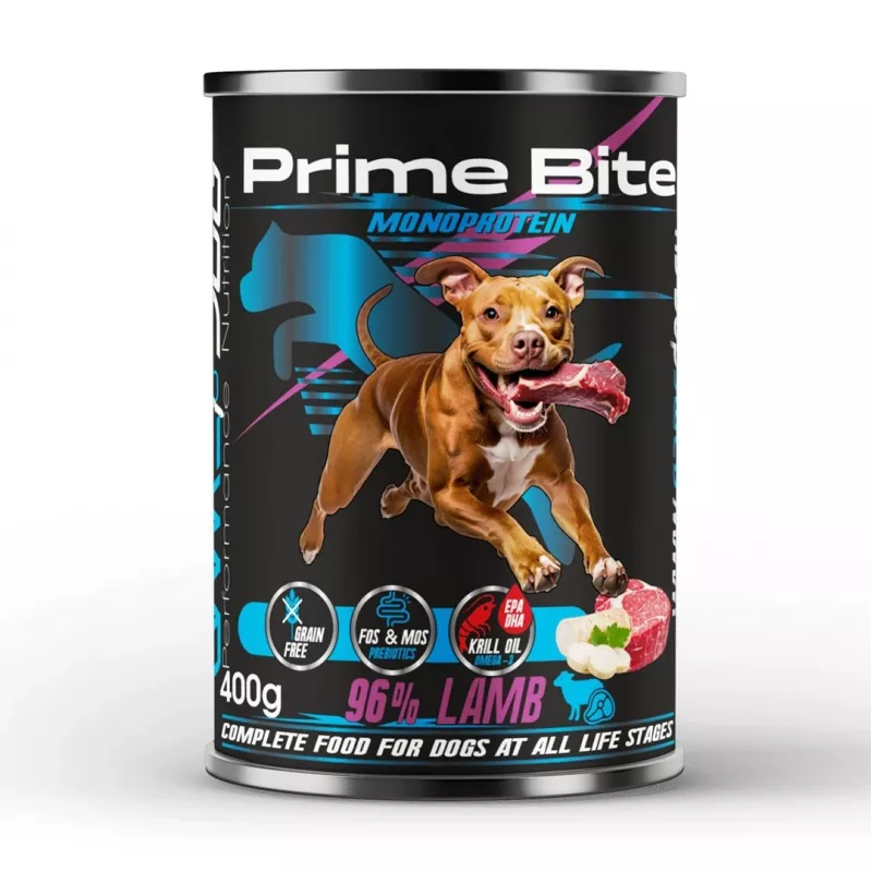 PRIME BITE Monoprotein ėriena su petražolėmis - šlapias šunų ėdalas - 400g